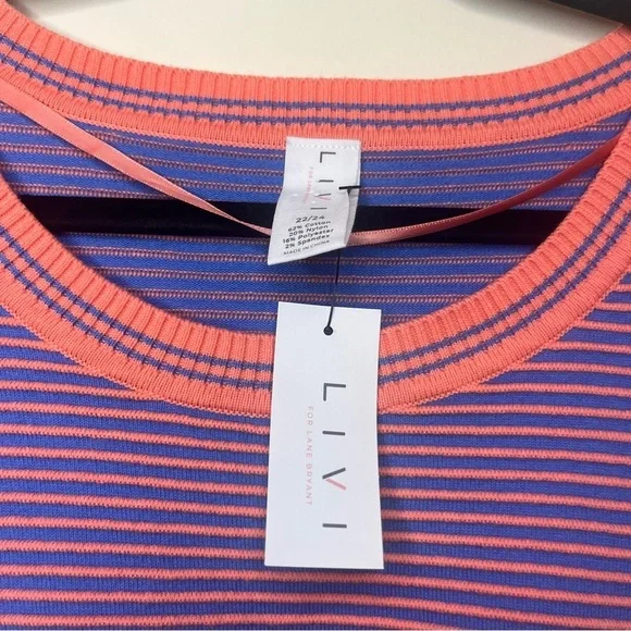 NWT LIVI ACTIVE Lane Bryant Atheleisure Crewneck Ottoman Sweater in Fusion Coral - Picture 4 of 10